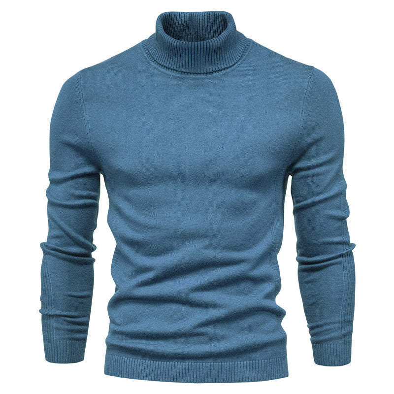 Men's Solid Color Slim Pullover Turtleneck Sweater Winter Casual Tops Clothing