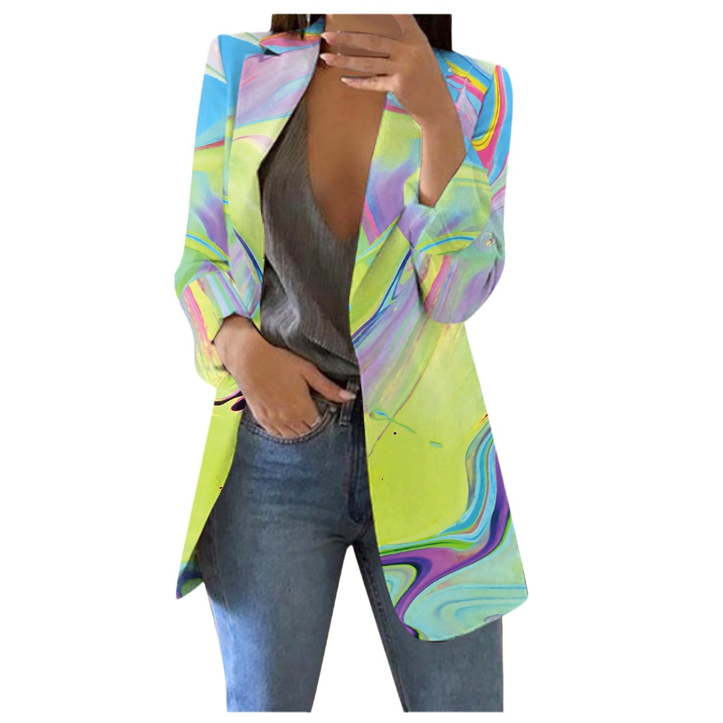 Colorful Suit Versatile Short Coat Fashion Personalized Ladies