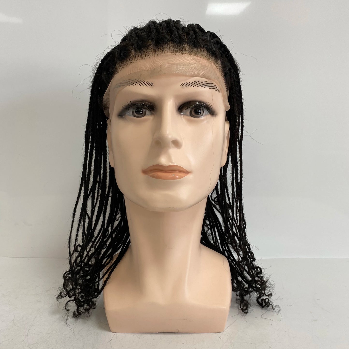 Brazilian Virgin Replacement 1# Color 14inches Box Braids 12x13 Full Lace Wig for Men Fast Express Delivery