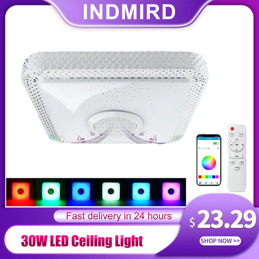 30W 4000LM LED Ceiling Light with Remote Control and App,with Bluetooth Speaker RGB Ceiling Light LED Colour Changing Adjustable