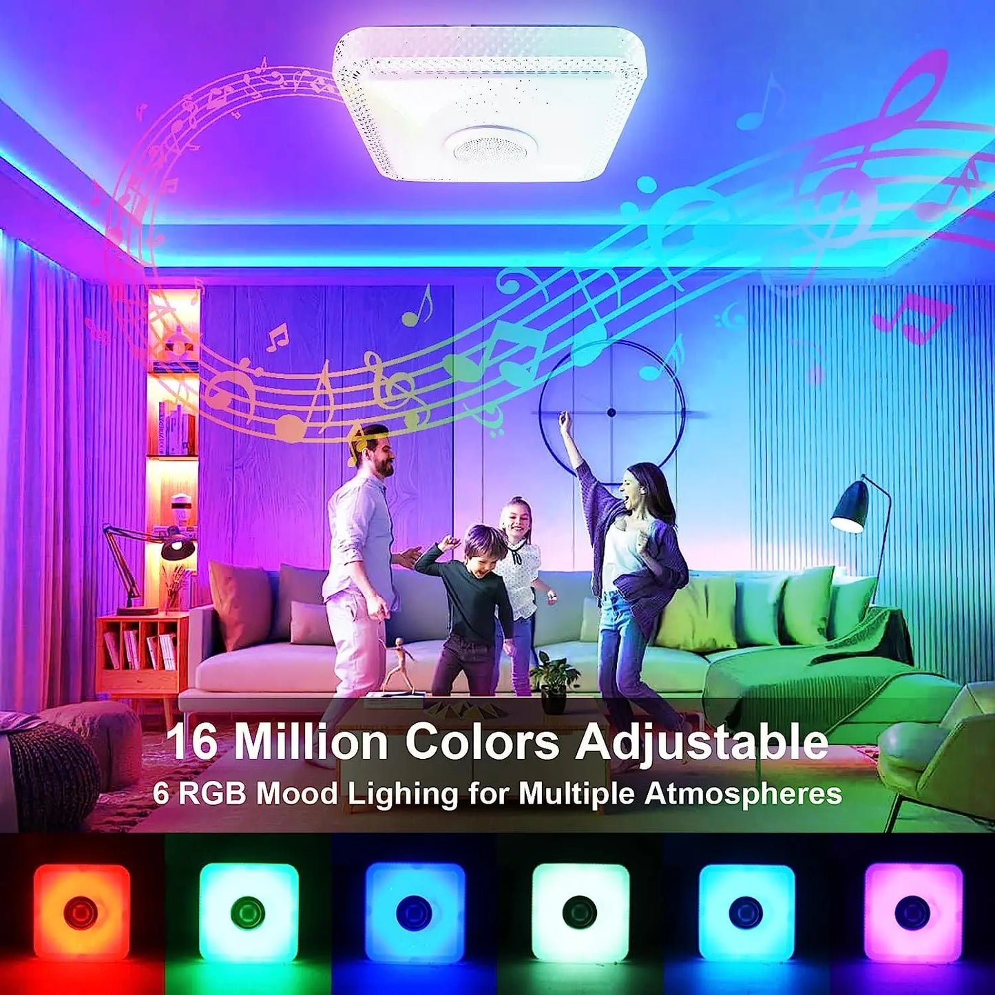 30W 4000LM LED Ceiling Light with Remote Control and App,with Bluetooth Speaker RGB Ceiling Light LED Colour Changing Adjustable