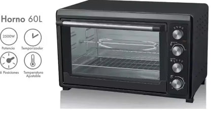 Electrical convection oven rusticol 60L 2500W. Versatility double stainless glass