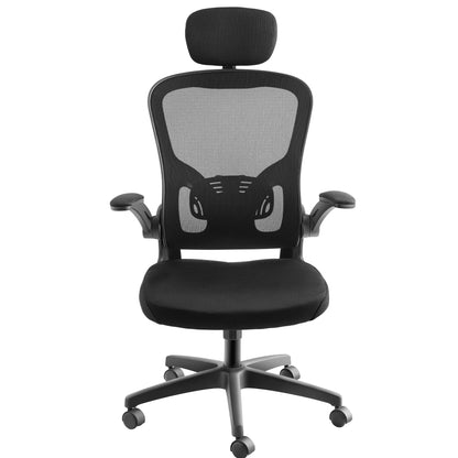 Tectake Ergonomic Arges office chair with adjustable headrest | 360 ° swivel office chair with comfortable padding | Ergonomic backrest with adjustable headrest | Height adjustable lumbar support