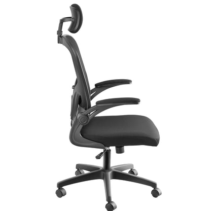 Tectake Ergonomic Arges office chair with adjustable headrest | 360 ° swivel office chair with comfortable padding | Ergonomic backrest with adjustable headrest | Height adjustable lumbar support