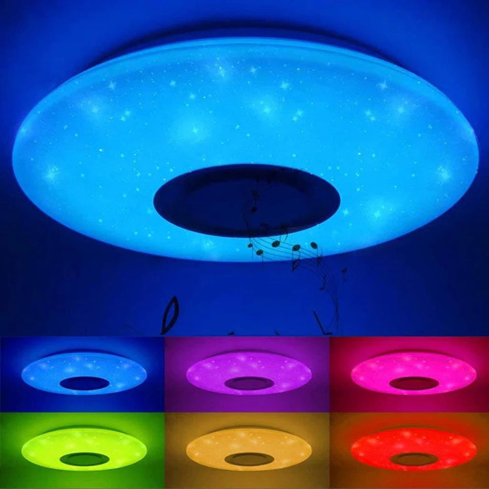 Modern Minimalist Bluetooth Music Round Rgb Ceiling Lamp Living Room Lamp Dimmable Smart Audio Bedroom Home Decoration Led Lamps