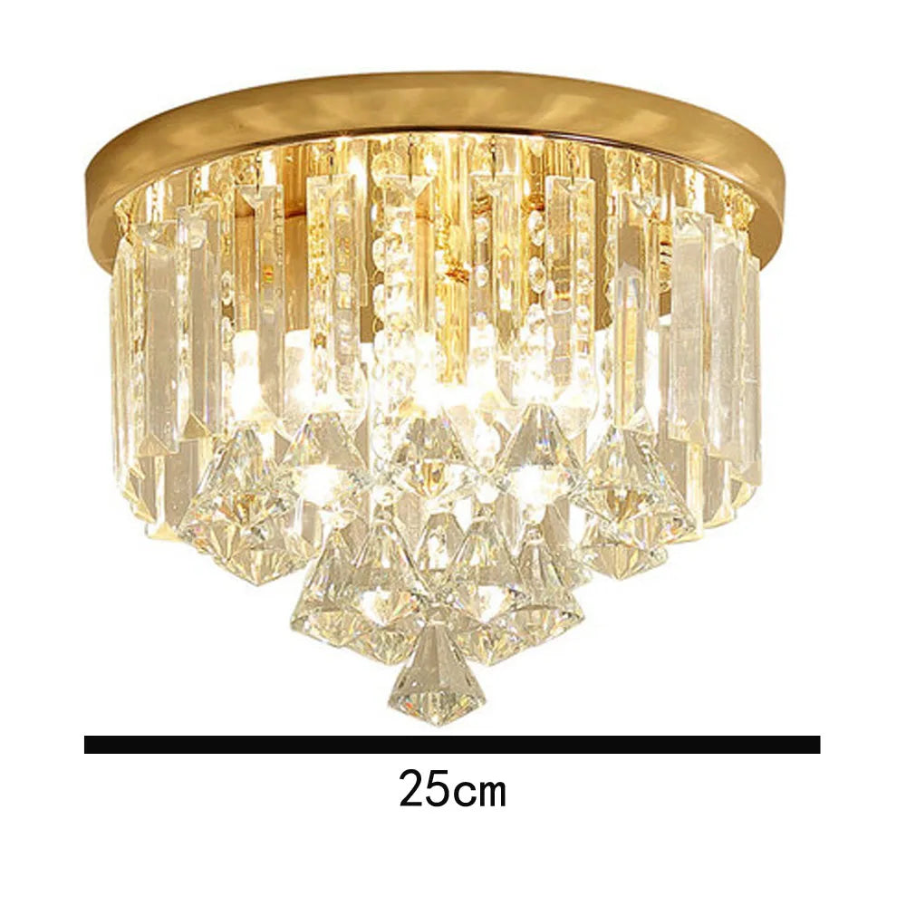 Led Ceiling Lights Crystal Lamp shade  Gold Plafonnier Living Room Bedroom Modern Round  Decorative Ceiling Lamp E14