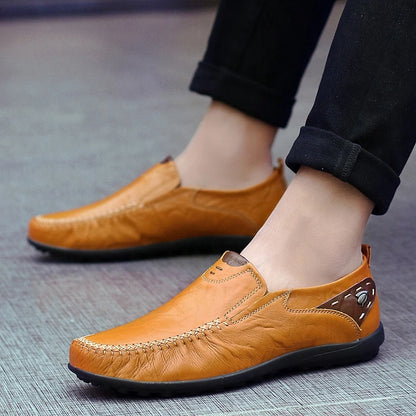 Leather Shoes Men Fashion Leather Genuine High Quality Luxury Brand Comfortable Men Casual Driving Shoes Plus Size 37-47