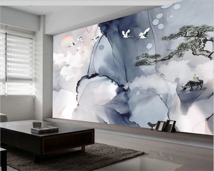 beibehang Customized papel de parede modern new Chinese style abstract ink landscape bedroom living room background wallpaper