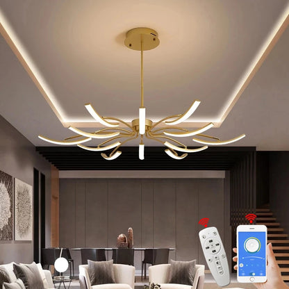 MDWELL Matte Black/White Finished Modern Led Chandelier for living room bedroom study room Adjustable New Led Chandelier Fixture