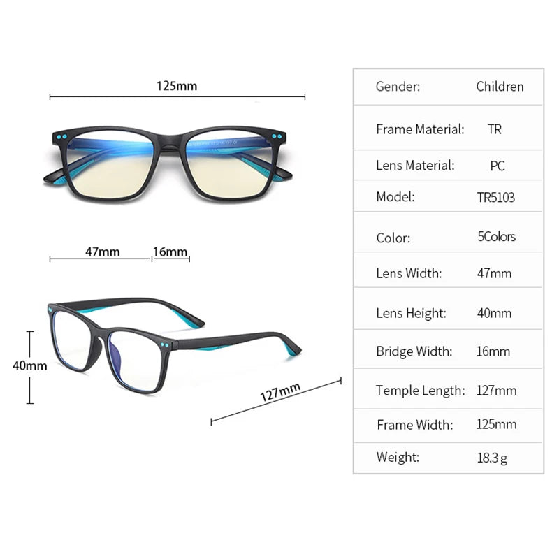 JULI Blue Light Blocking Glasses Children Frame Anti Boy Girl Reflective Clear Lenses UV400 Computer Kids Eyeglasses 6603