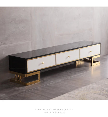 gold Stainless steel TV Stand modern Living Room marble coffee table + tv led monitor stand + 2 cabinet mueble tv cabinet mesa