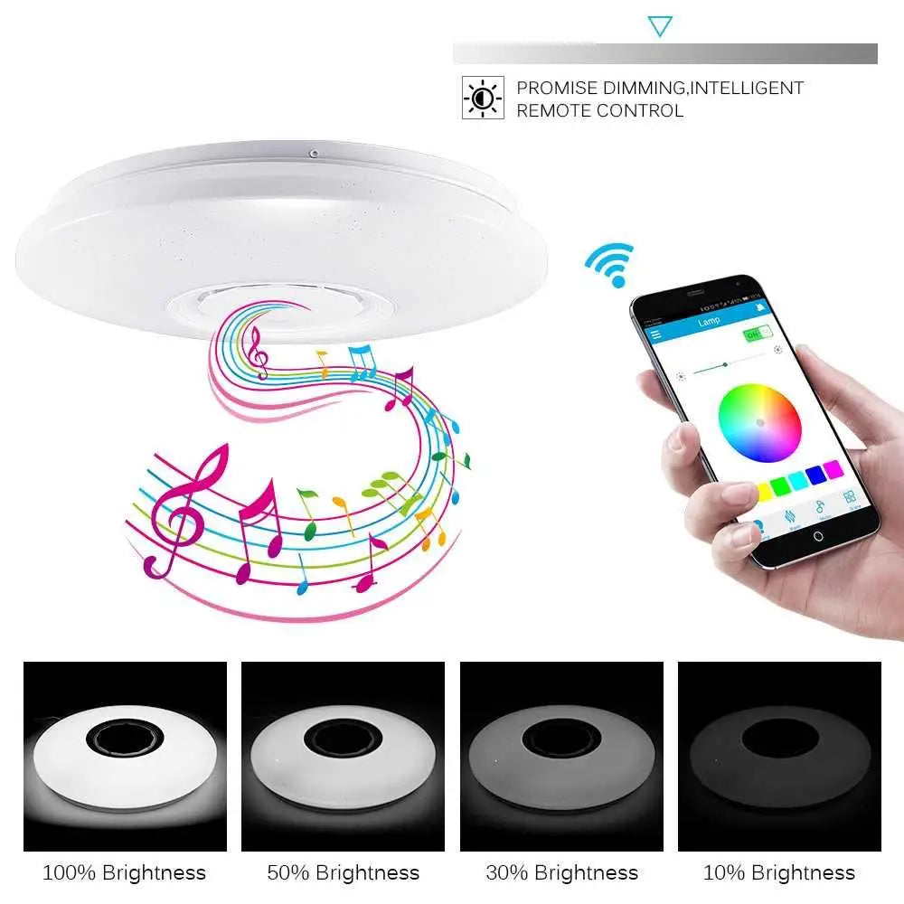 Modern Minimalist Bluetooth Music Round Rgb Ceiling Lamp Living Room Lamp Dimmable Smart Audio Bedroom Home Decoration Led Lamps