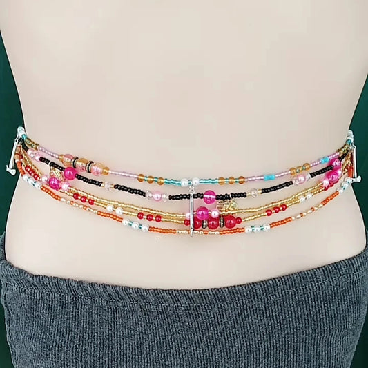 wholesle waist Beads Belly Chain elastic glass waist chain  Sexy Girl Body Jewelry