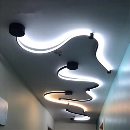 Modern Aluminium Ceiling Lights Living Room Corridor Aisle Plafonnier Iluminacion Luster Luminaria Lamparas White Black Fixtures