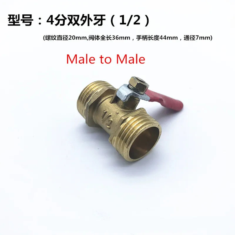 1/8" 1/4" 3/8" 1/2" BSP Female Male Thread Two Way Brass Pneumatic Shut Off Ball Valve Pipe Fitting Connector Coupler Adapter