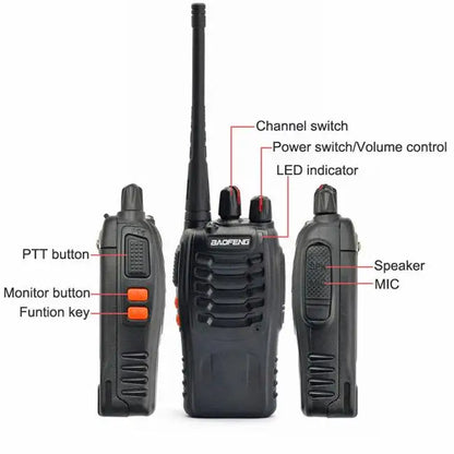 2Pcs/Lot Baofeng BF-888S Walkie Talkie Two-way Radio Set BF 888s UHF 400-470MHz 16CH Walkie-talkie Radios Transceiver