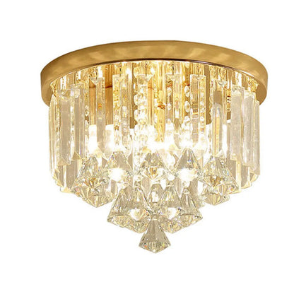 Led Ceiling Lights Crystal Lamp shade  Gold Plafonnier Living Room Bedroom Modern Round  Decorative Ceiling Lamp E14