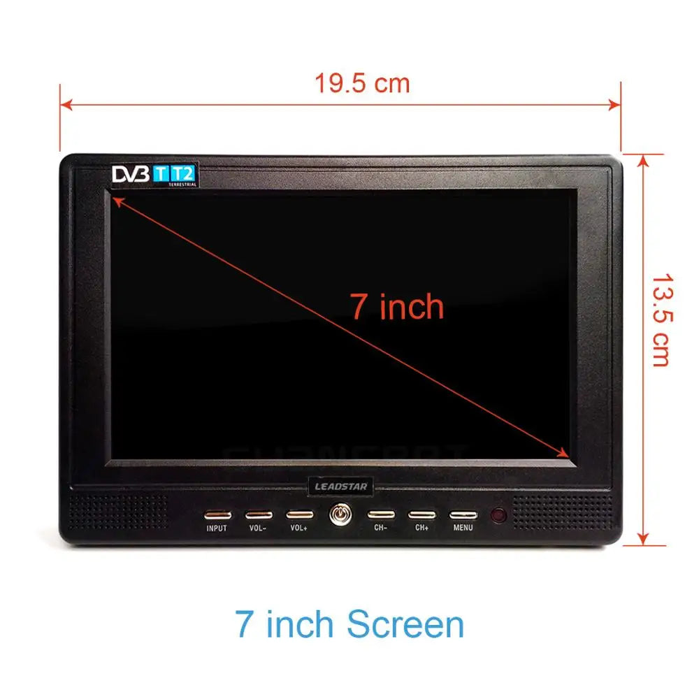 LEADSTAR D768 7 inch Portable TV DVB-T2 ATSC ISDB-T tdt Digital and Analog mini small Car TV Television Support USB TF H.265 AC3