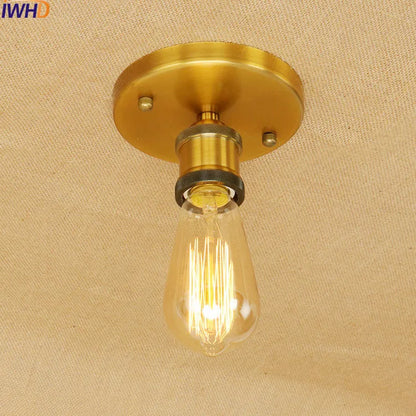 IWHD Golden Loft Industrial Ceiling Lamp Living Room Home Lighting LED Ceiling Light Fixtures Plafonnier Vintage Edison Style