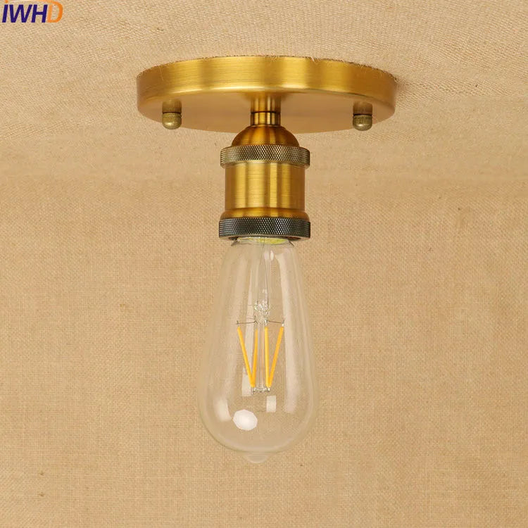 IWHD Golden Loft Industrial Ceiling Lamp Living Room Home Lighting LED Ceiling Light Fixtures Plafonnier Vintage Edison Style