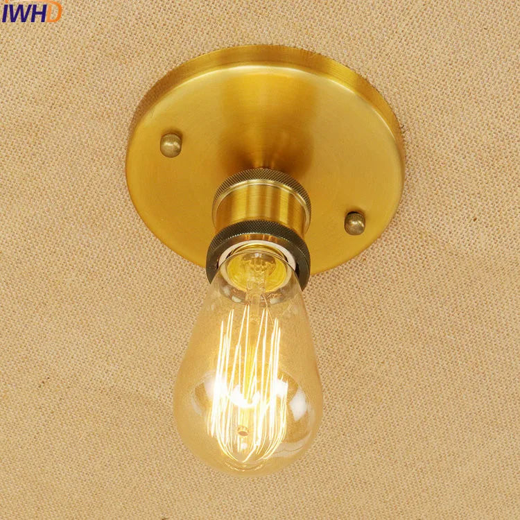 IWHD Golden Loft Industrial Ceiling Lamp Living Room Home Lighting LED Ceiling Light Fixtures Plafonnier Vintage Edison Style