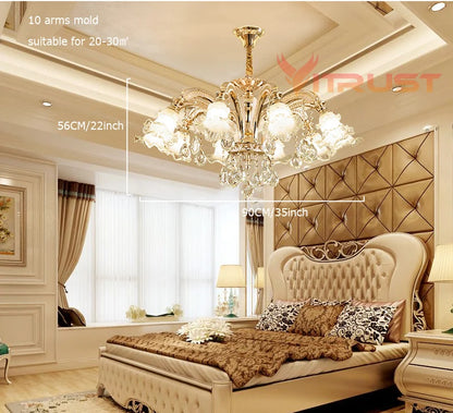 Gold crystal chandelier k9 led crystal chandelier for dining room lustres para sala de jantar lustre de cristal teto