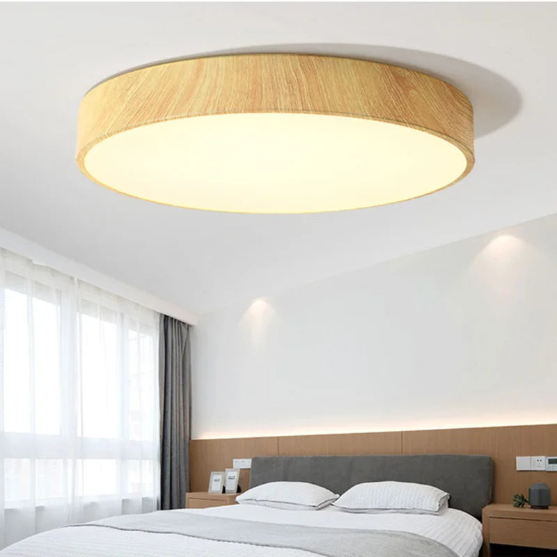 Ultra-thin wood grain LED Ceiling Light Modern Lamp Living Room Lighting Fixture Bedroom Kitchen Surface Mount Flush Panel lamp