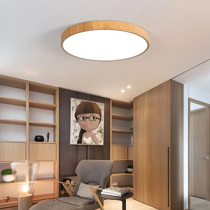 Ultra-thin wood grain LED Ceiling Light Modern Lamp Living Room Lighting Fixture Bedroom Kitchen Surface Mount Flush Panel lamp