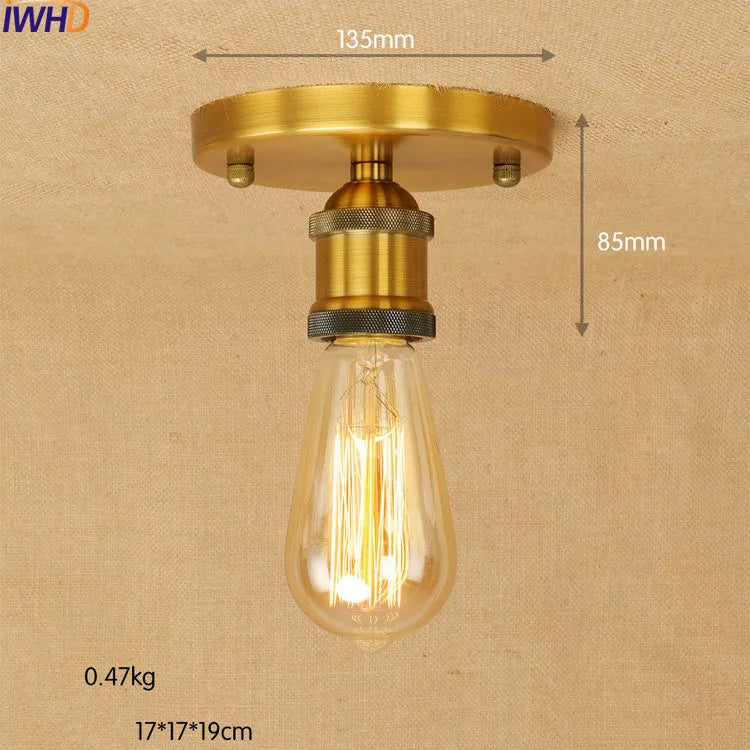 IWHD Golden Loft Industrial Ceiling Lamp Living Room Home Lighting LED Ceiling Light Fixtures Plafonnier Vintage Edison Style