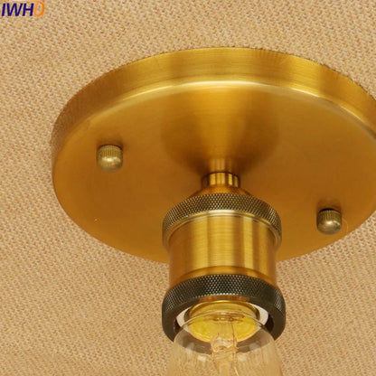 IWHD Golden Loft Industrial Ceiling Lamp Living Room Home Lighting LED Ceiling Light Fixtures Plafonnier Vintage Edison Style