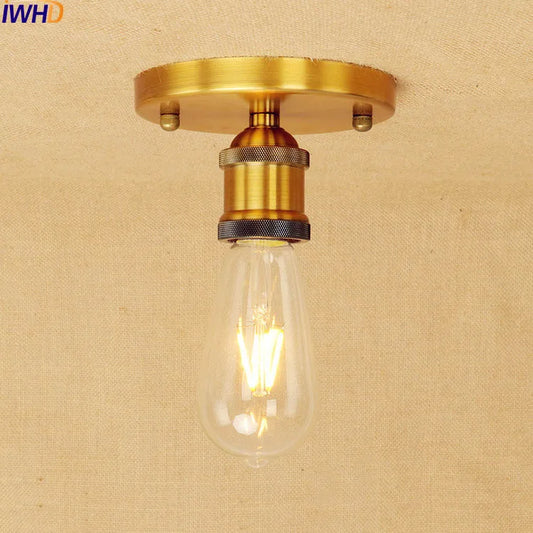 IWHD Golden Loft Industrial Ceiling Lamp Living Room Home Lighting LED Ceiling Light Fixtures Plafonnier Vintage Edison Style