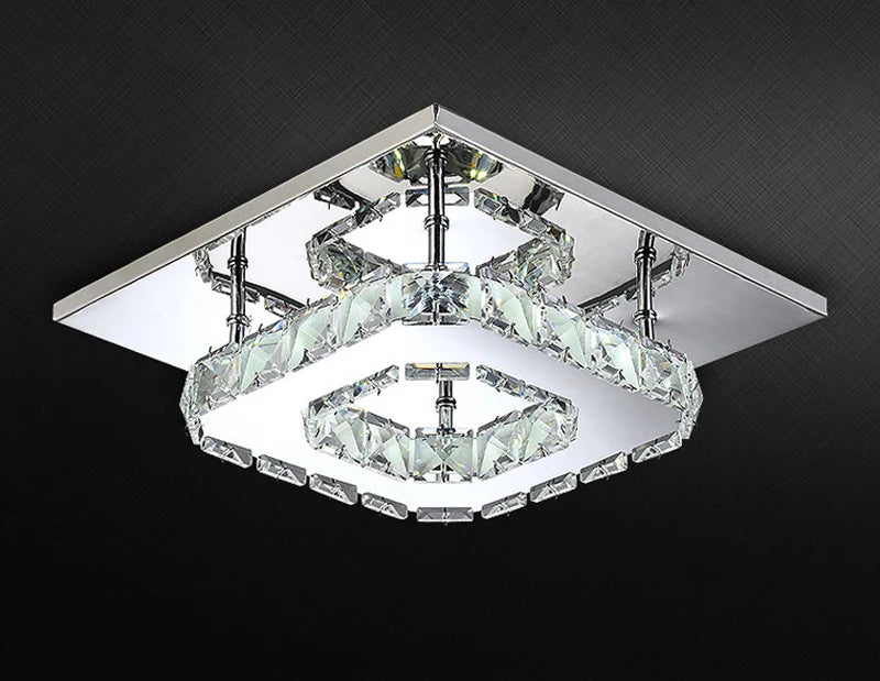 Fashion Porch Ceiling Light Stainless Steel LED ceiling Lamp Crystal Chandeliers Flush Mount Lamp Aisle hallway Lights 12W