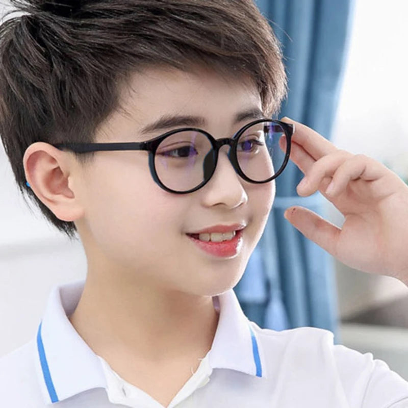 New round frame anti blue light glasses Plain glasses children radiation protection for kid Computer phone Online course