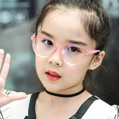 New round frame anti blue light glasses Plain glasses children radiation protection for kid Computer phone Online course