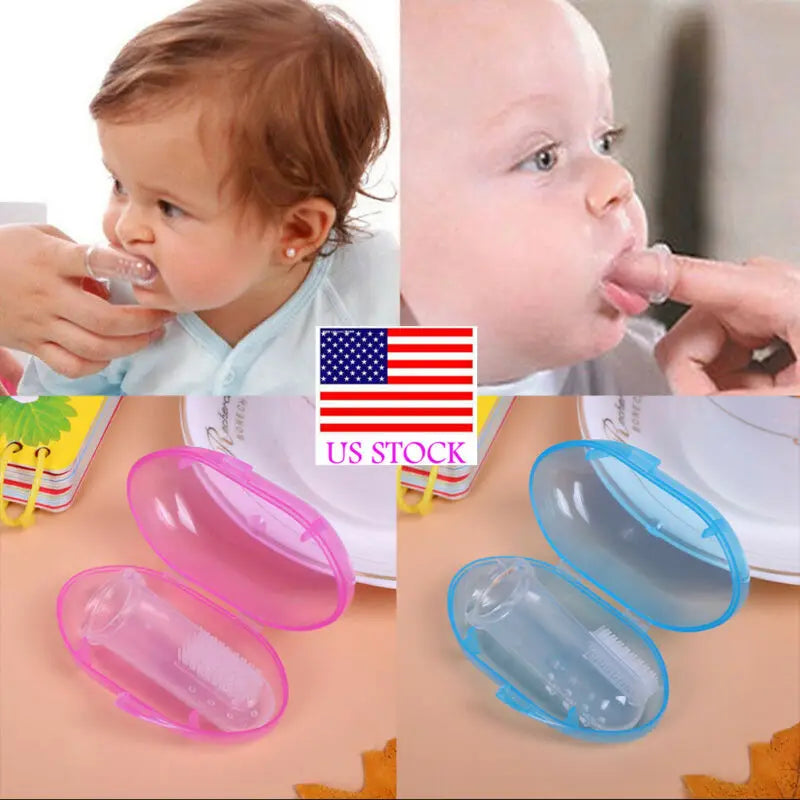 2019 Baby Accessories Newborn Toddler Baby Convenient Durable Portable Toothbrush With Case 1PCS Set Finger Train Toothbrush