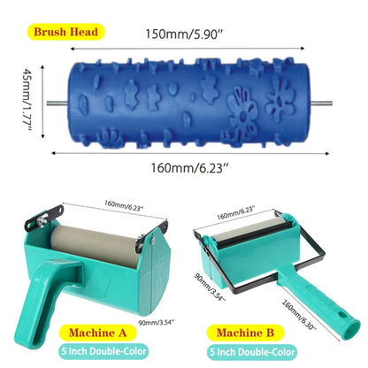 Roller And Patterned Paint Machine Wall Tools 5" Rubber Roller Brush Tool Set 3D Pattern Wallpaper Room Decor Painting Machine