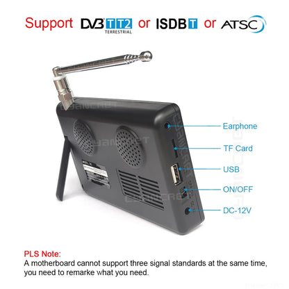 LEADSTAR Pocket TV D5 5 Inch DVB-T2 ATSC ISDB-T TDT Digital and Analog Mini Small Car Television Portable TV Support USB TF AC3