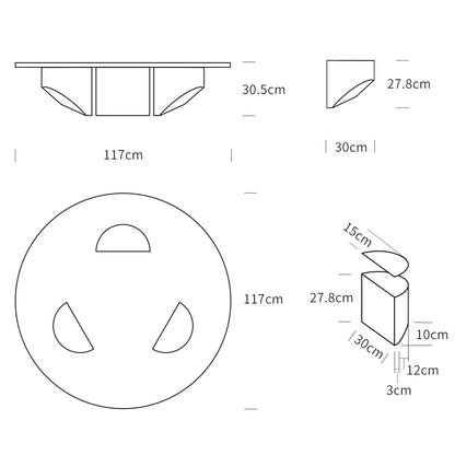 Round Glass Coffee Table Wedge Table Modern Coffee Table with Tempered Glass Top End Table Heavy Duty Steel Legs for Living Room