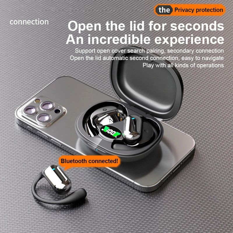 Wireless Bluetooth Headphones Bone Conduction Waterproof Open Ear Hanging Earbuds Noise Canceling Stereo Bluetooth 5.3 Earphone