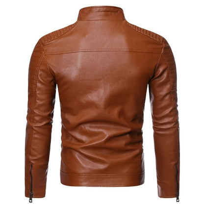 Autumn New Men Leather Coat Zipper Korean Fashion Leather Sheepskin Men Leather Jacket Trend Casual Fit Slim Baseball Clothes