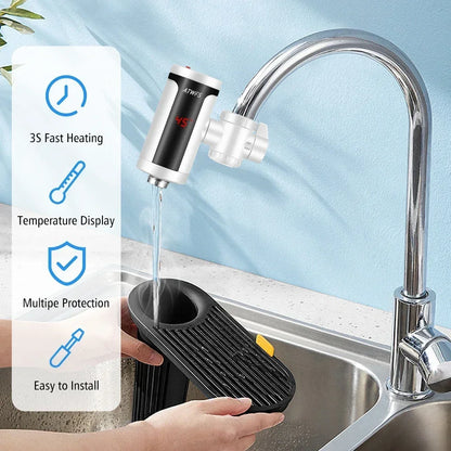 ATWFS 3300W Instant Hot Water Tap Electric Faucet Modern Instant Water Heating Faucet Kitchen Water Heater