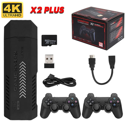 X2 Plus 256G 50000 Games GD10 Pro 4K Game Stick 3D HD Retro Video Game Console Wireless Controller TV 50 Emulator For PS1/N64/DC