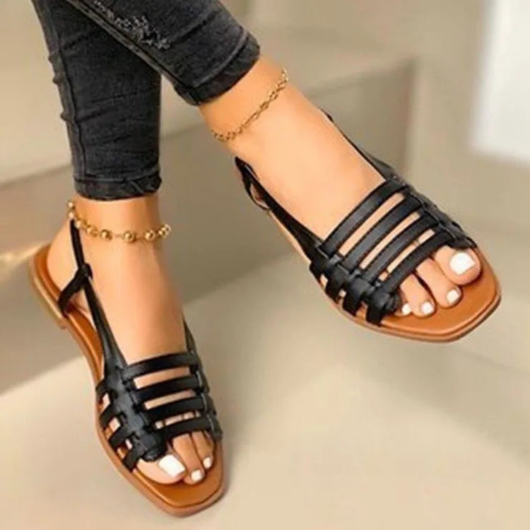 Women Sandals Woman Summer Hollow Out Roman Shoes 2024 Women's Gladiator Open Toe Beach Flats Ladies Footwear Plus Size 35-43