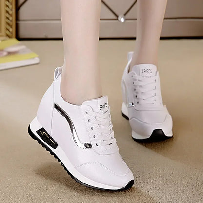 Inside Elevated Height Women's Shoes Korean Style White Shoes Autumn New Wedges Casual Sneakers Women Zapatos De Mujer 2024