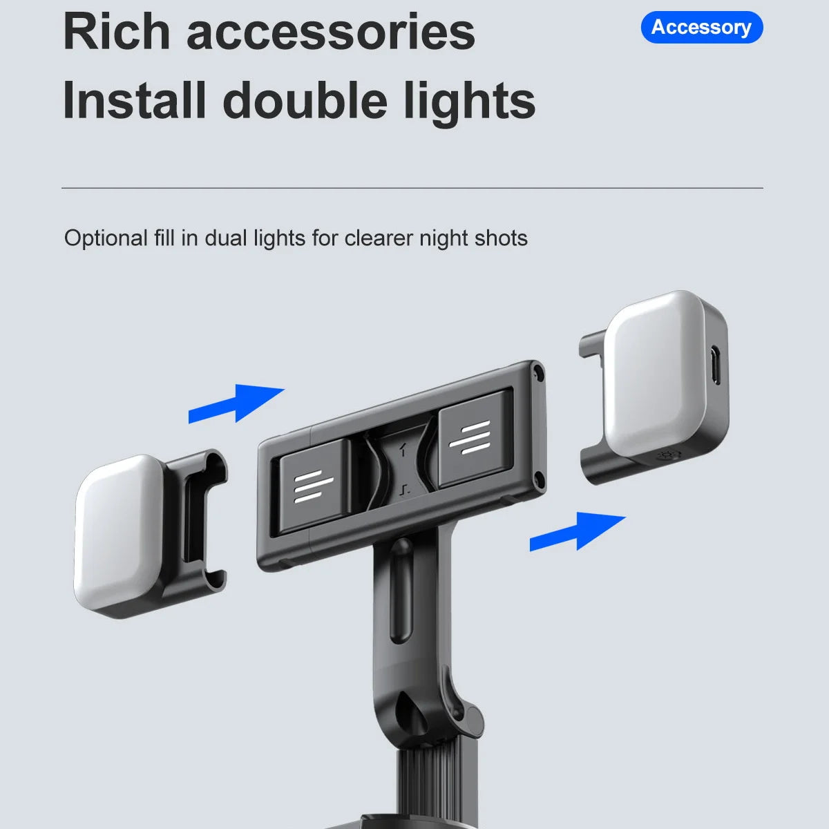 Handheld Gimbal Stabilizer Detachable Phone Clip Smart Face Tracking Wireless Selfie Stick Tripod Phone Holder with Light