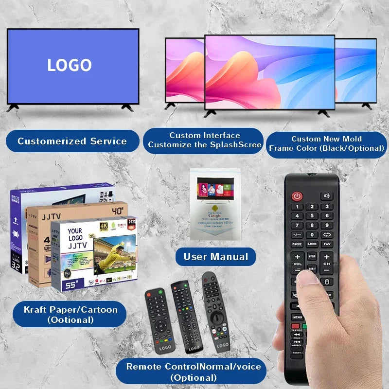 Custom OEM Smart TV Normal LED TV 4K Android TV with Customizable Size Inch Screen Resolution High picture quality