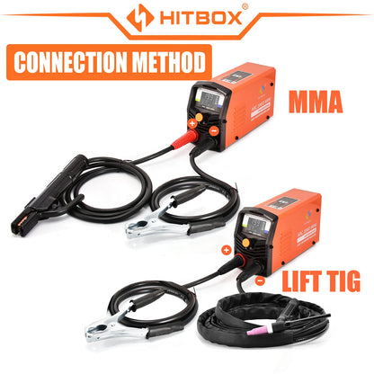 HITBOX 2 IN 1 ARC Tig Welding Machine, 220V 140A Stick Welder with Synergic Control, Mini Welder with LCD Digital Display