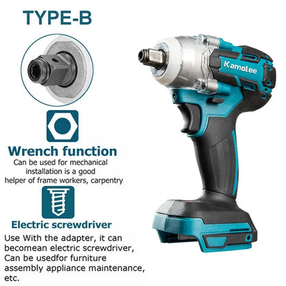 Kamolee  520N.m High Torque Brushless Electric Impact Wrench 1/2 & 1/4 Inch Compatible With Makita 18V Battery [DTW285-B]