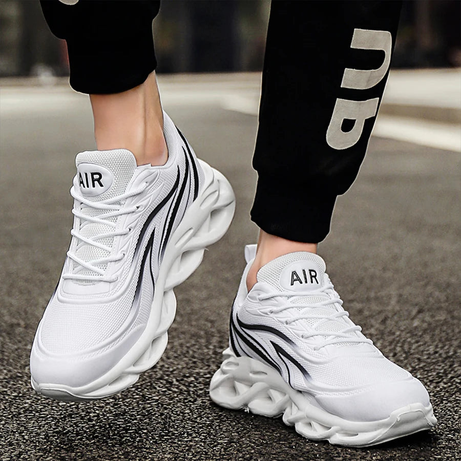 Fashion Running Shoes Men Flame Printed Sneakers Knit Athletic Sports Blade Cushioning Jogging Trainers Lightweight