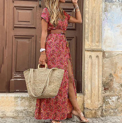 Long Dress for Women 2023 Summer Beach Bohemian Dresses Vestido Casual Robe Female Clothing Y2K Floral Skirt Elegant Maxi Dress